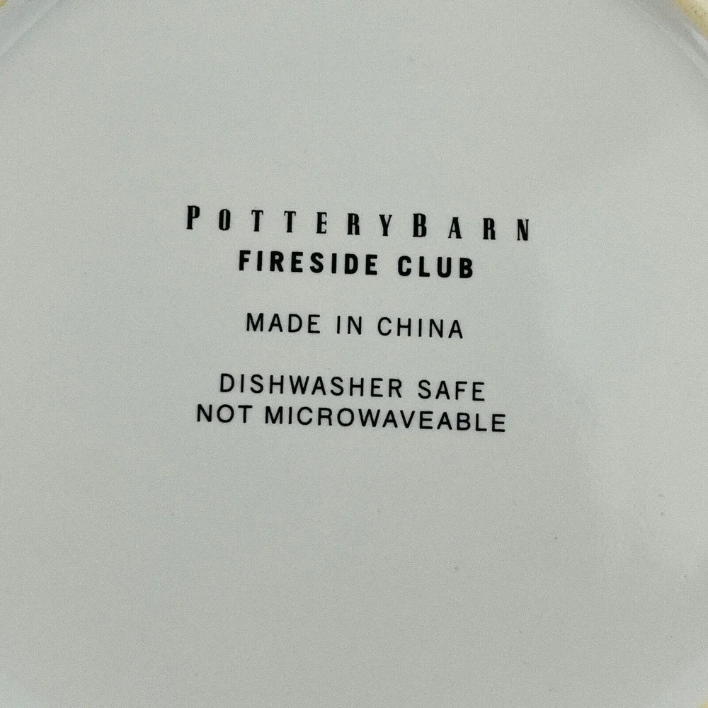 Pottery Barn Simbatco Fireside Club 2 Salad Plate Lot Bat Cigar‎ Box Stripe Trim